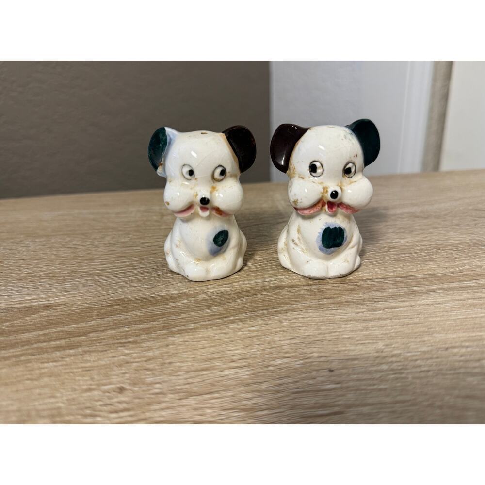 Vintage Puppy Salt & Pepper Shakers - Adorable Kitsch